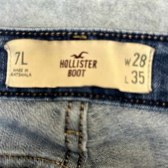 Holister Boot Cut Jeans Stretch Washed Blue Look Women’s Junior Size 7 Long - Picture 8 of 12